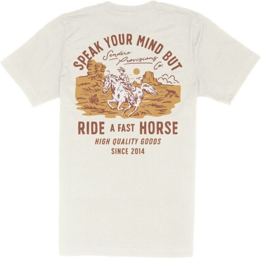 Sendero Fast Horse T-Shirt - Vintage White, Size: M