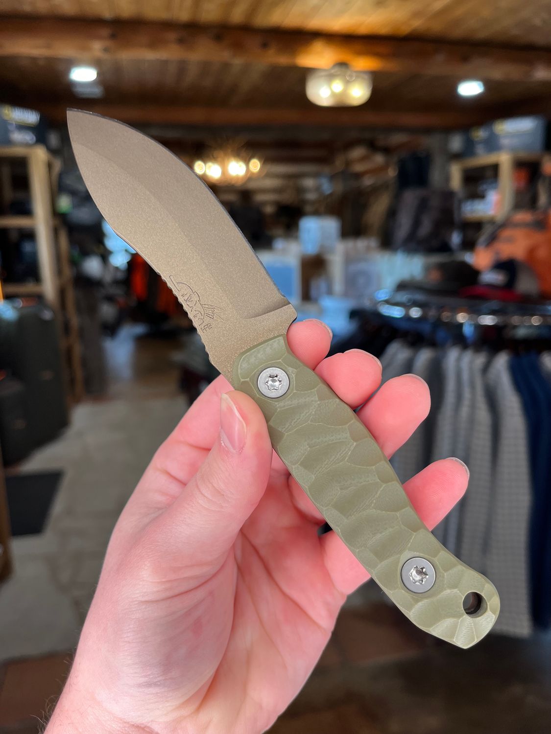 Half Face Blades Skinner Jr - OD Green G10 Chaos Grip/Midnight Bronze Cerakote