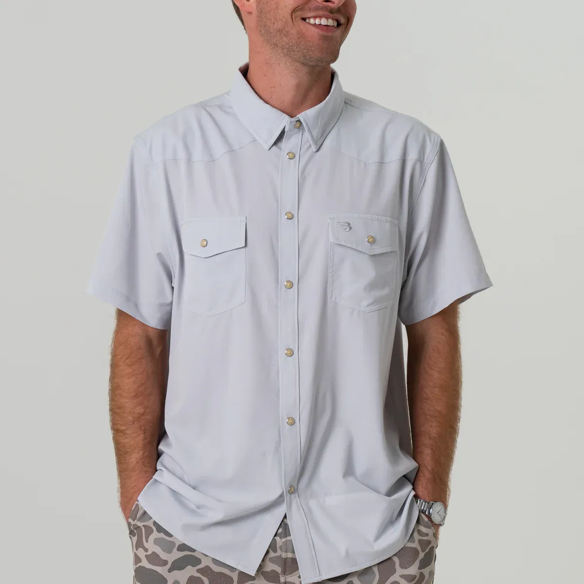 Burlebo Performance Western Shirt-Light Grey