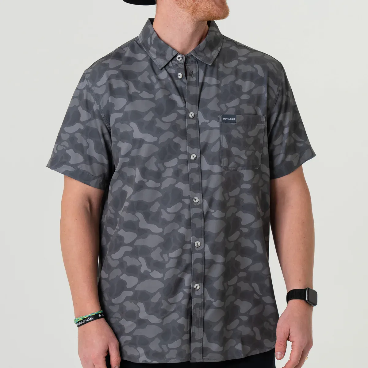 Burlebo Performance Button Up- Stone Camo