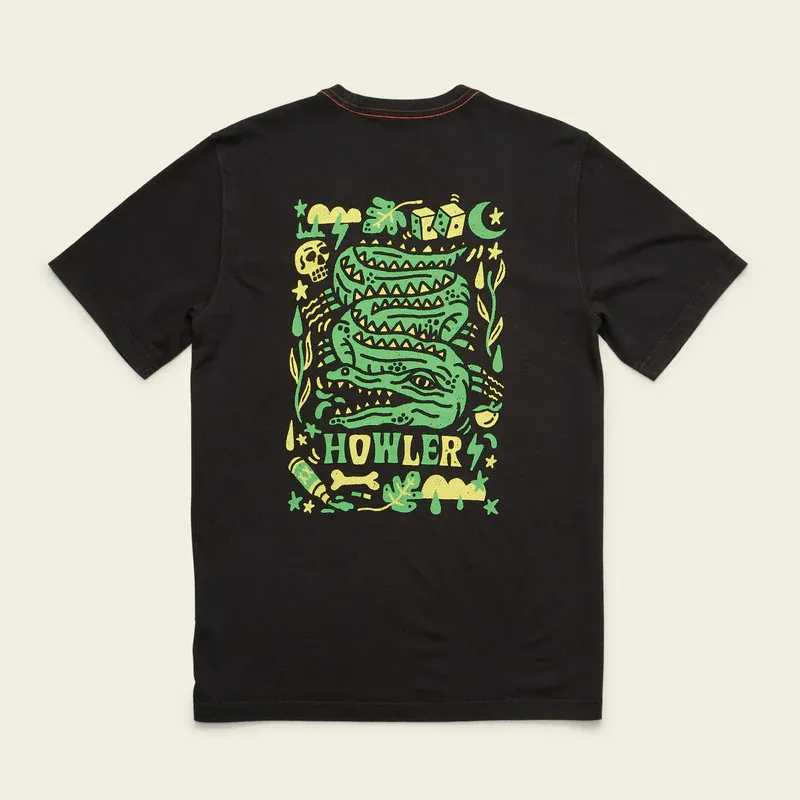 Howler Cotton Pocket T-Shirt: Slithering Gators-Black