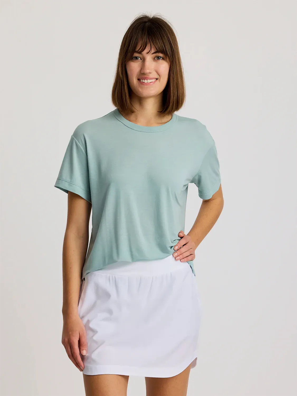 Free Fly Women&#39;s Elevate Lightweight Tee, Color: Ocean Mist, Size: XS