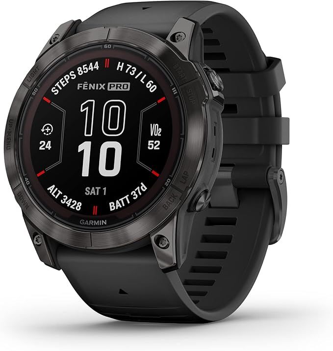 Fenix 7X Pro-Sapphire Solar Edition - Carbon Gray DLC Titanium with Black Band