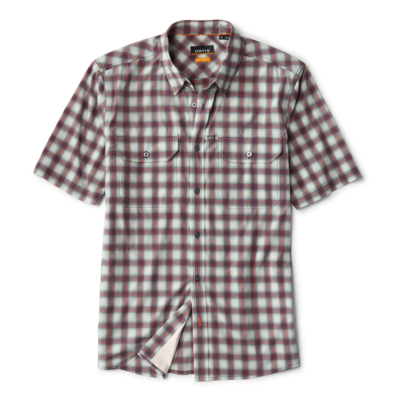 Stonefly Short Sleeve Plaid Shirt, Size: M, Color: Blue Mist/Poppy