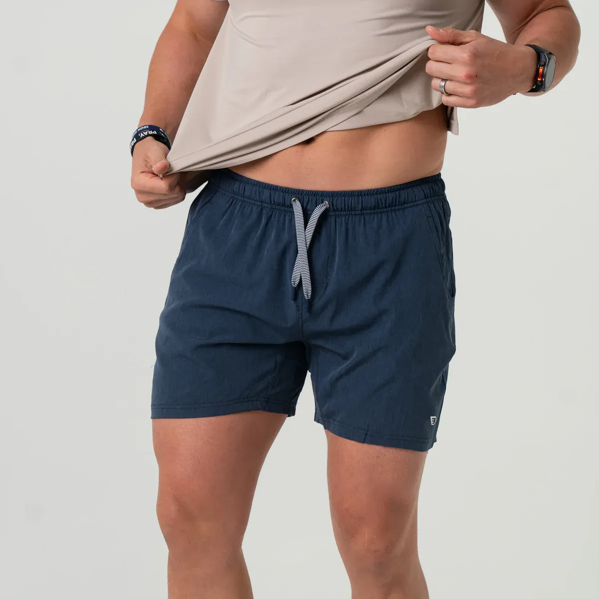 Burlebo Athletic Short 5.5”- Heather Navy- American Flag Liner L