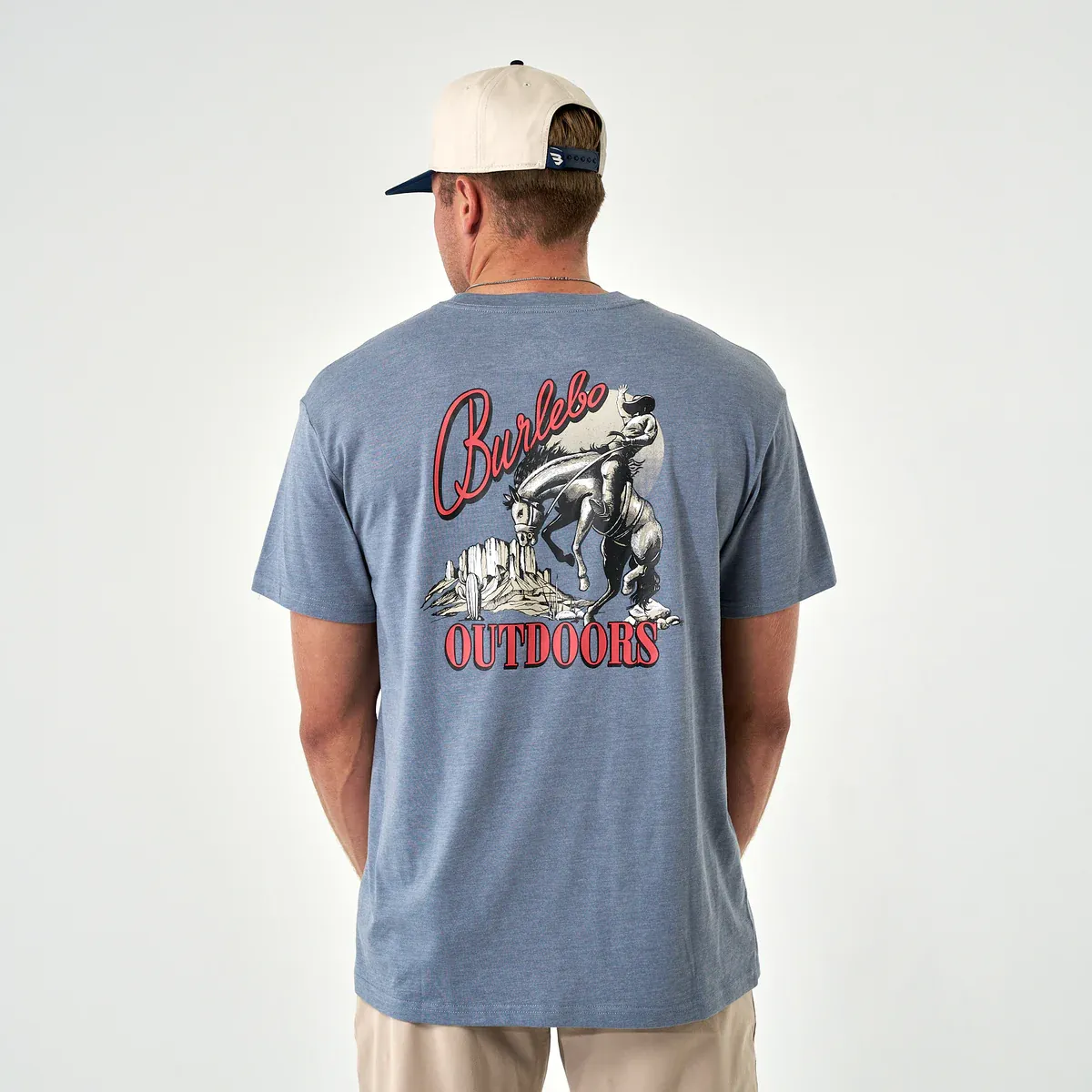Burlebo Adult Tee SS- Moonlit Cowboy- Heather Blue Jean
