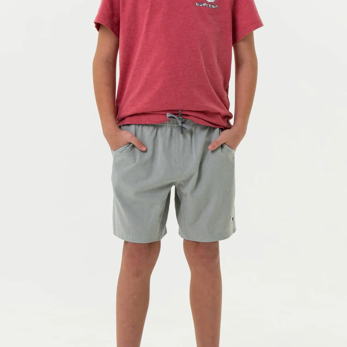 Burlebo Youth Athletic Short- Light Grey- Grey Aztec Liner
