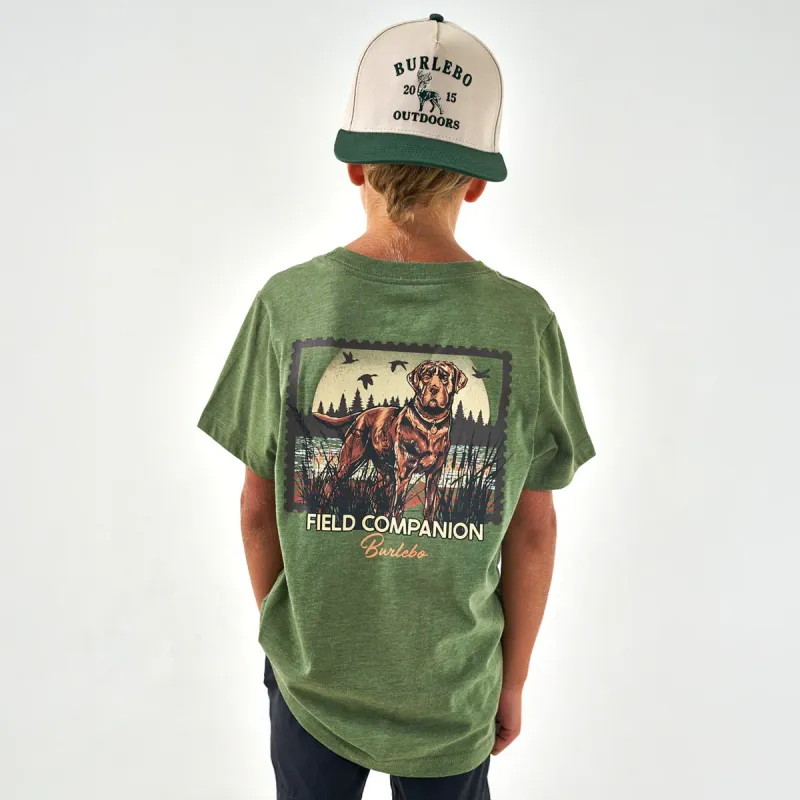 Burlebo Youth Tee- Duck Dog Stamp- SS- Heather Olive
