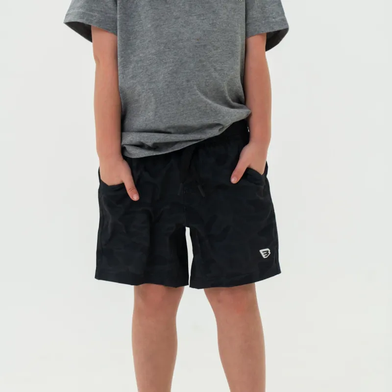Burlebo Youth Athletic Short- Black Camo