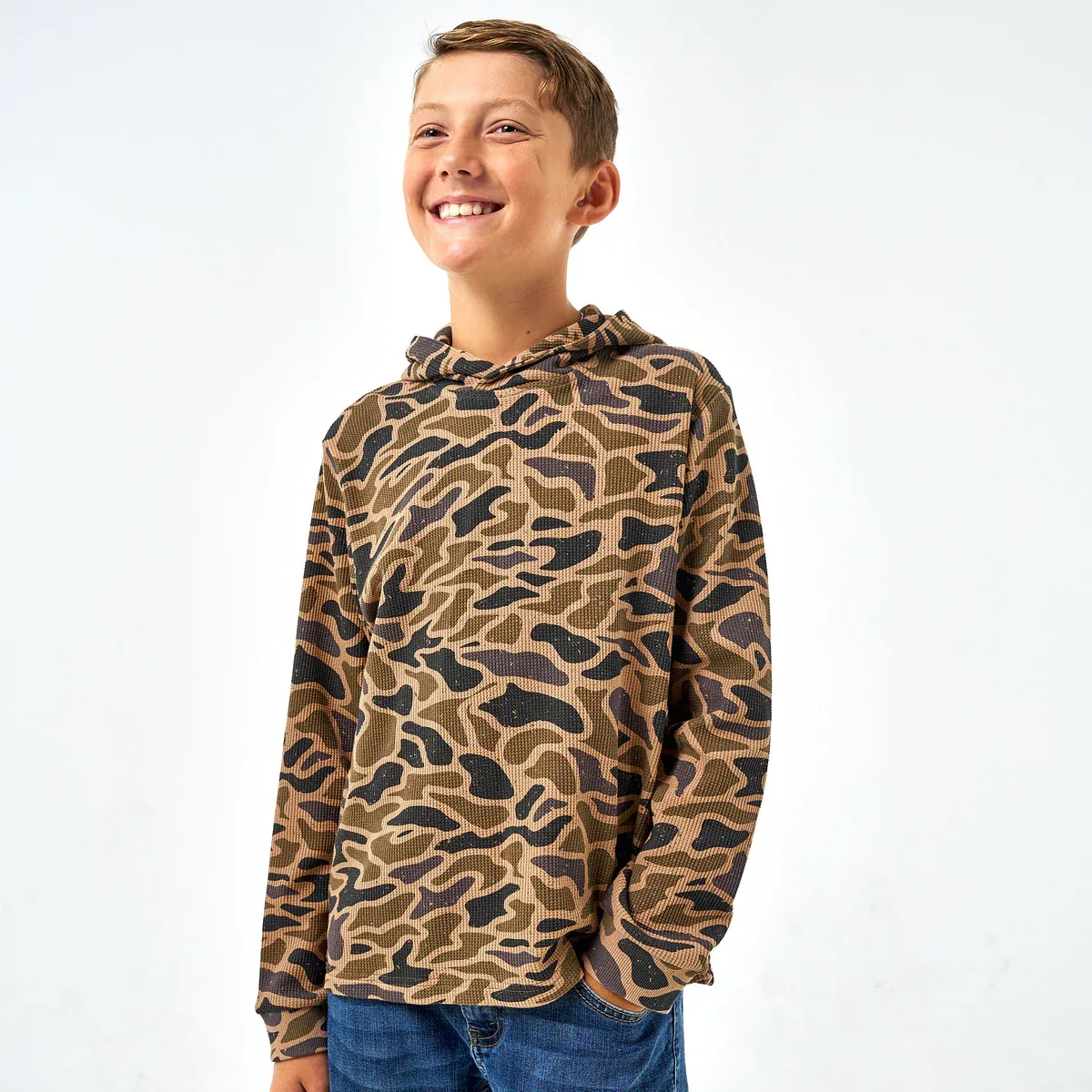 Burlebo Youth Thermal Hoodie, Color: Gauge Camo, Size: S