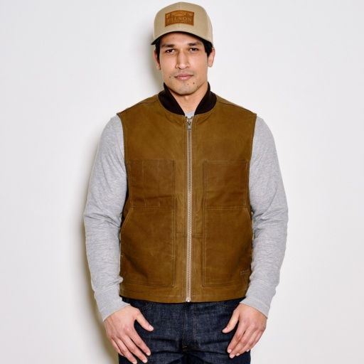 Tin Cloth Insulated Work Vest, Color: Dark Tan, Size: M