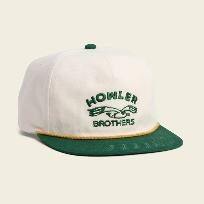 Howler Unstructured Snapback Hat: Seagull- White/ Green