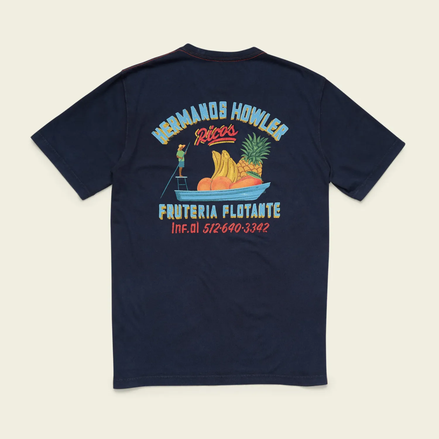 Howler Cotton Pocket T-Shirt- Fruteria Flotante: Navy