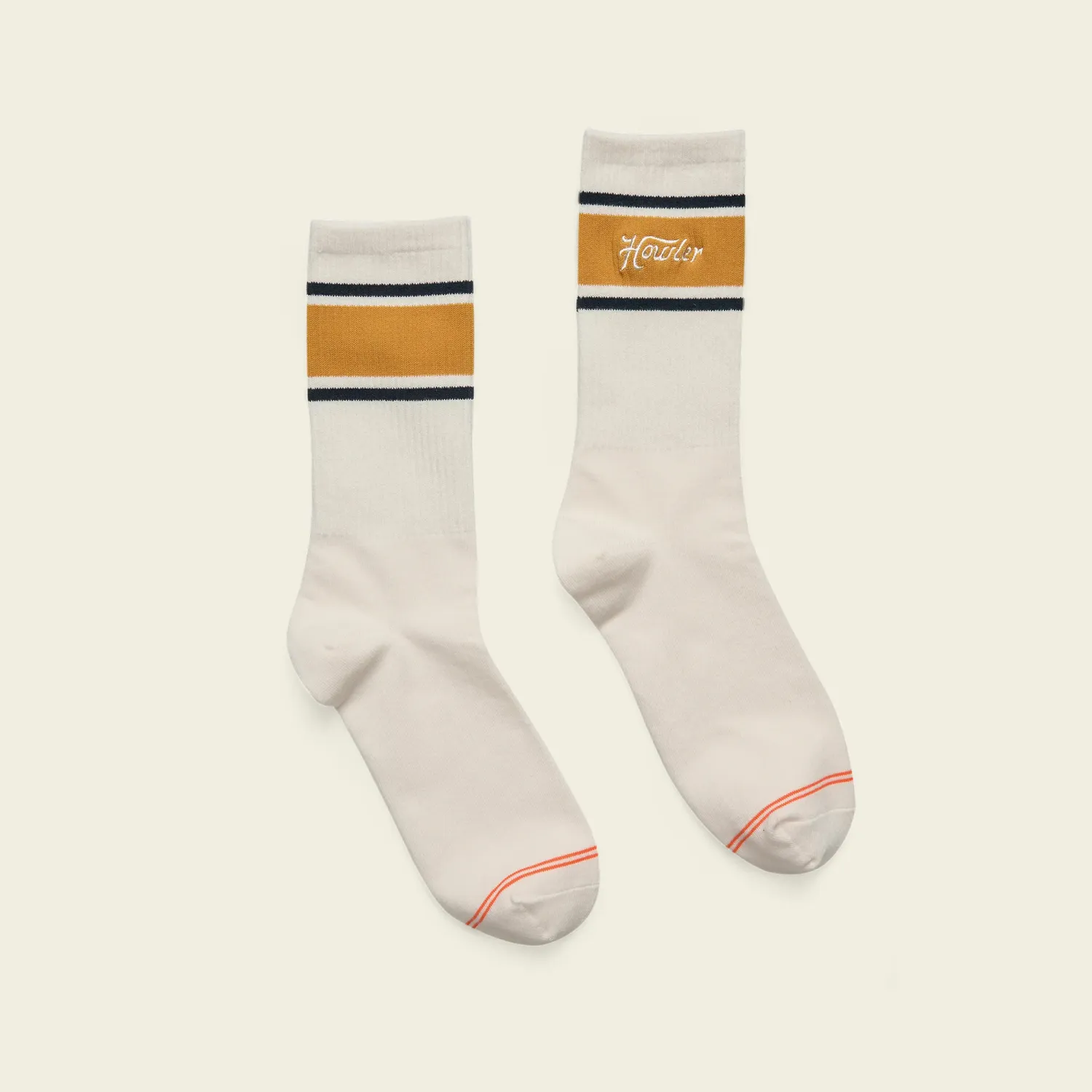 Howler Socks- Howler Script: White/ Gold