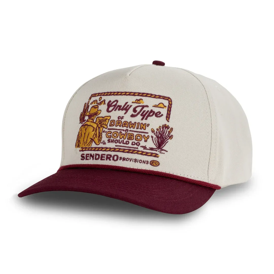 Sendero Cowboy Drawin' Hat- Cream/ Maroon