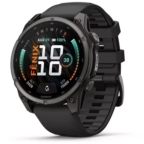 Garmin Fenix 9 - 47mm, Carbon Gray DLC Titanium with Black Silicone Band