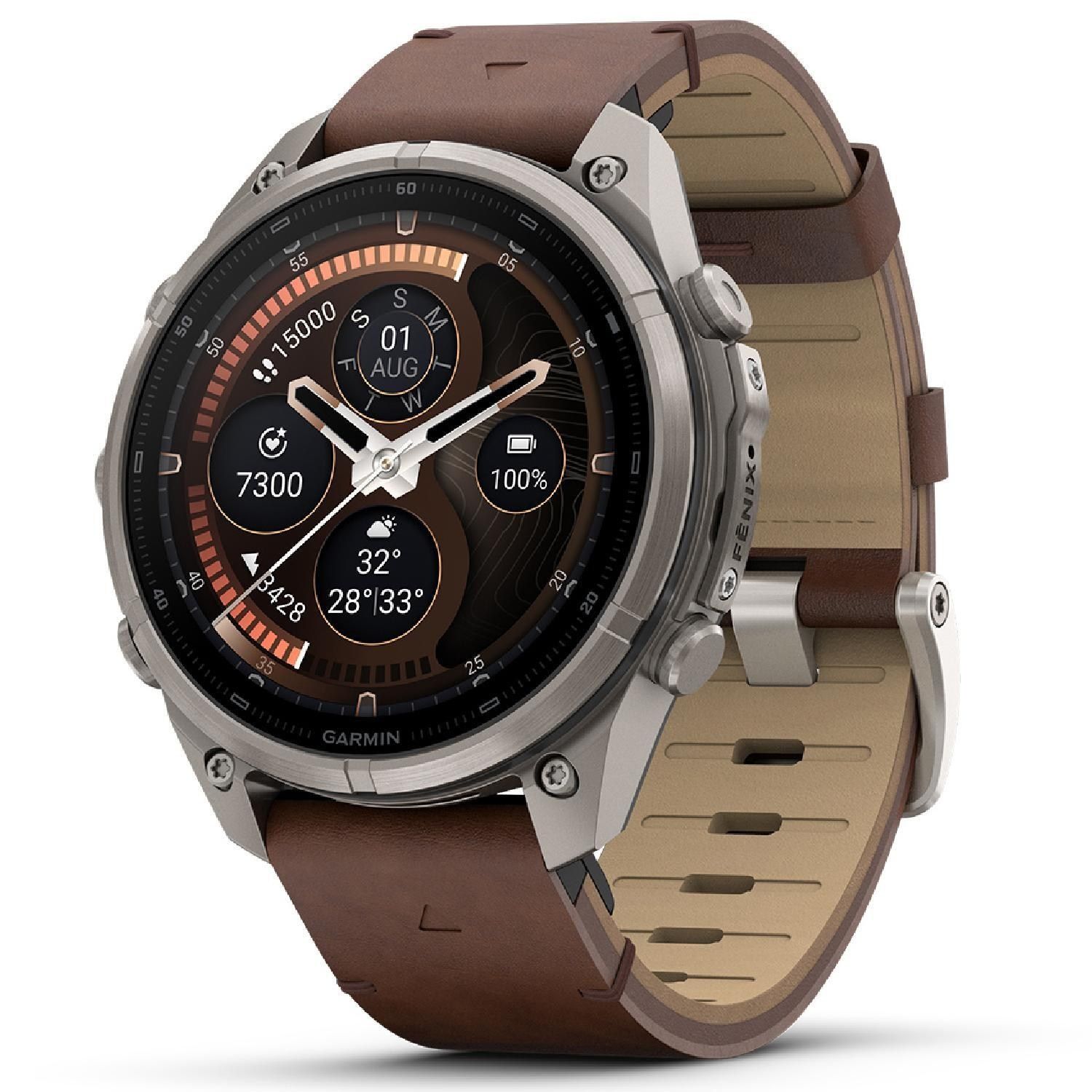 Garmin Fenix 9 Pro - 47mm, AMOLED, inReach, Titanium with Walnut Leather Band