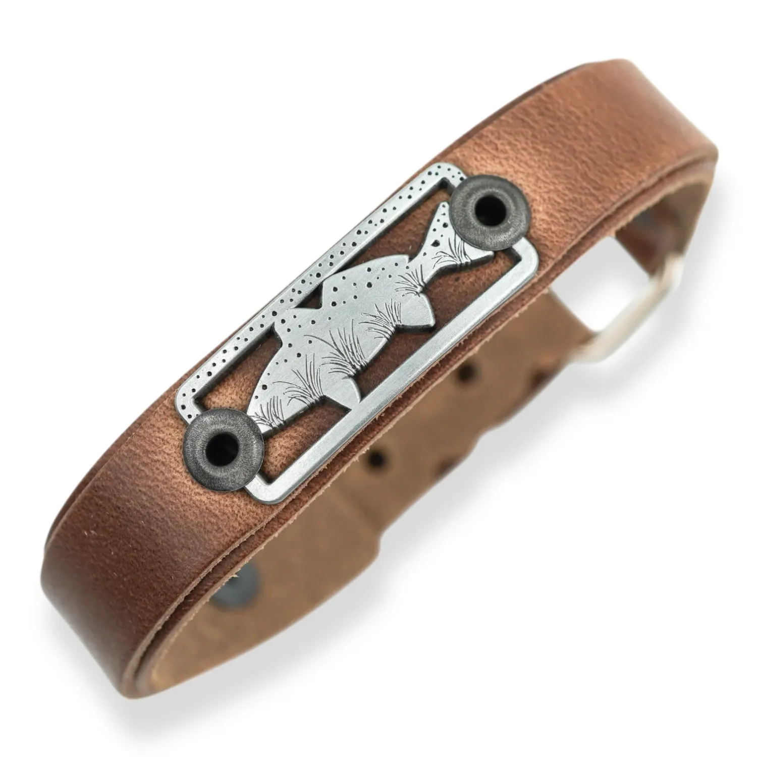 Sightline Provisions Leather Bracelet- Redfish Stars &amp; Reeds-Skinny