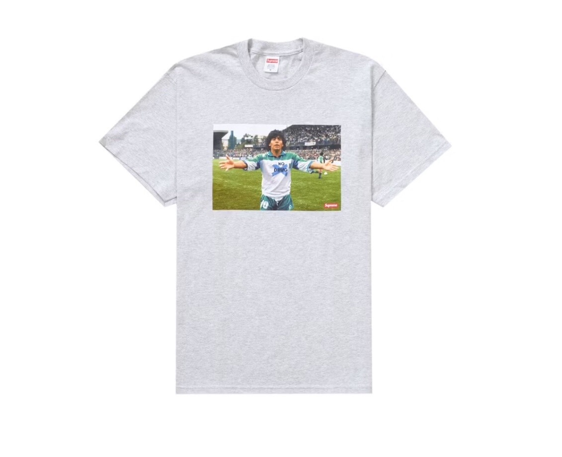 Supreme Maradona Tee Heather Grey Size XXL New