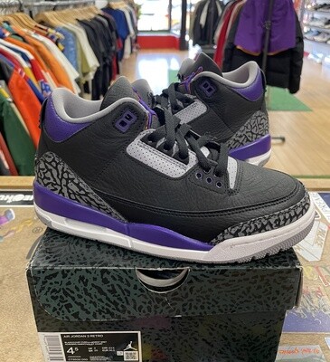 DS Jordan 3 Black Court Purple 4.5