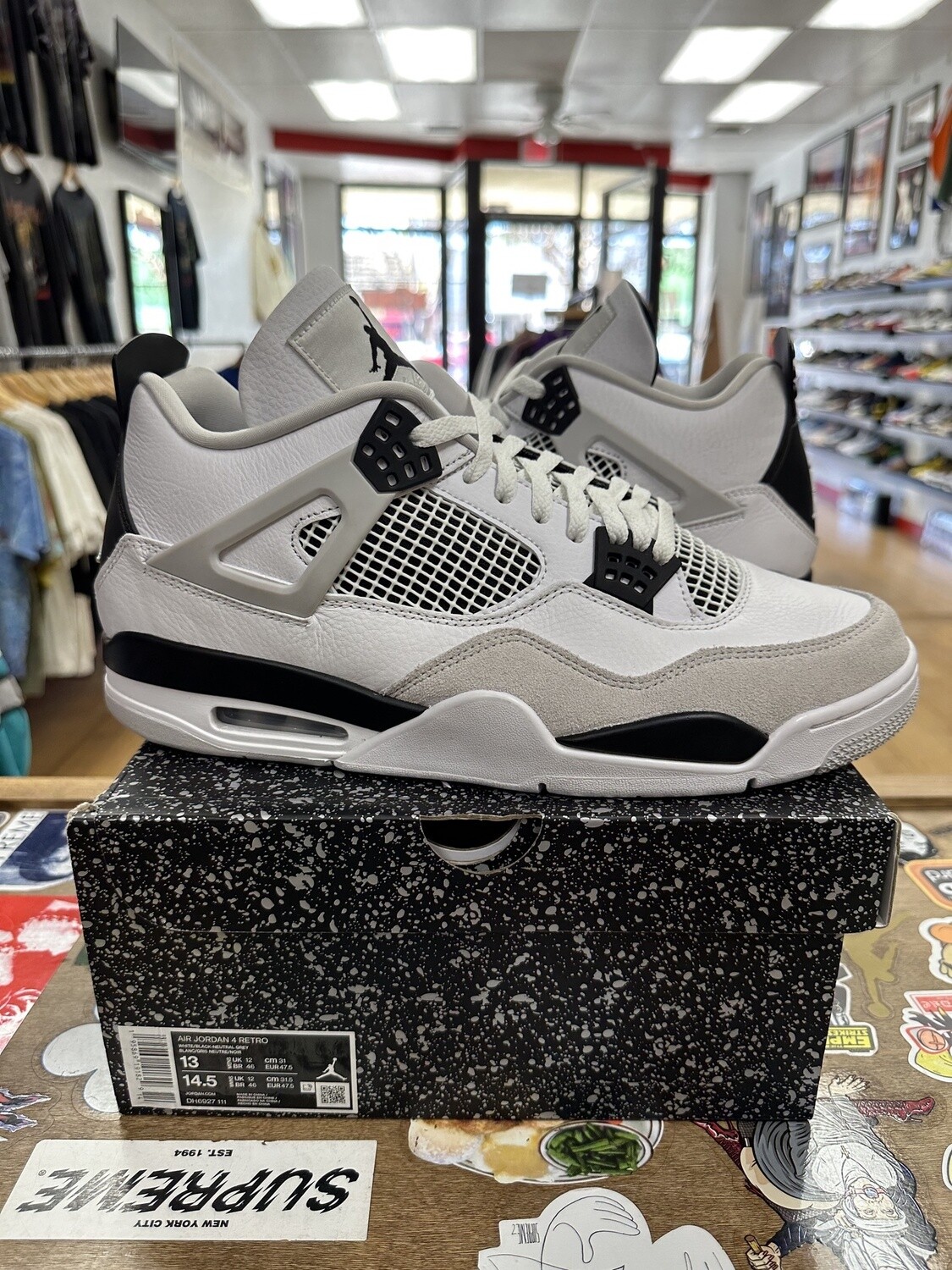 Pre Owned Jordan 4 Retro Military Black Size 13