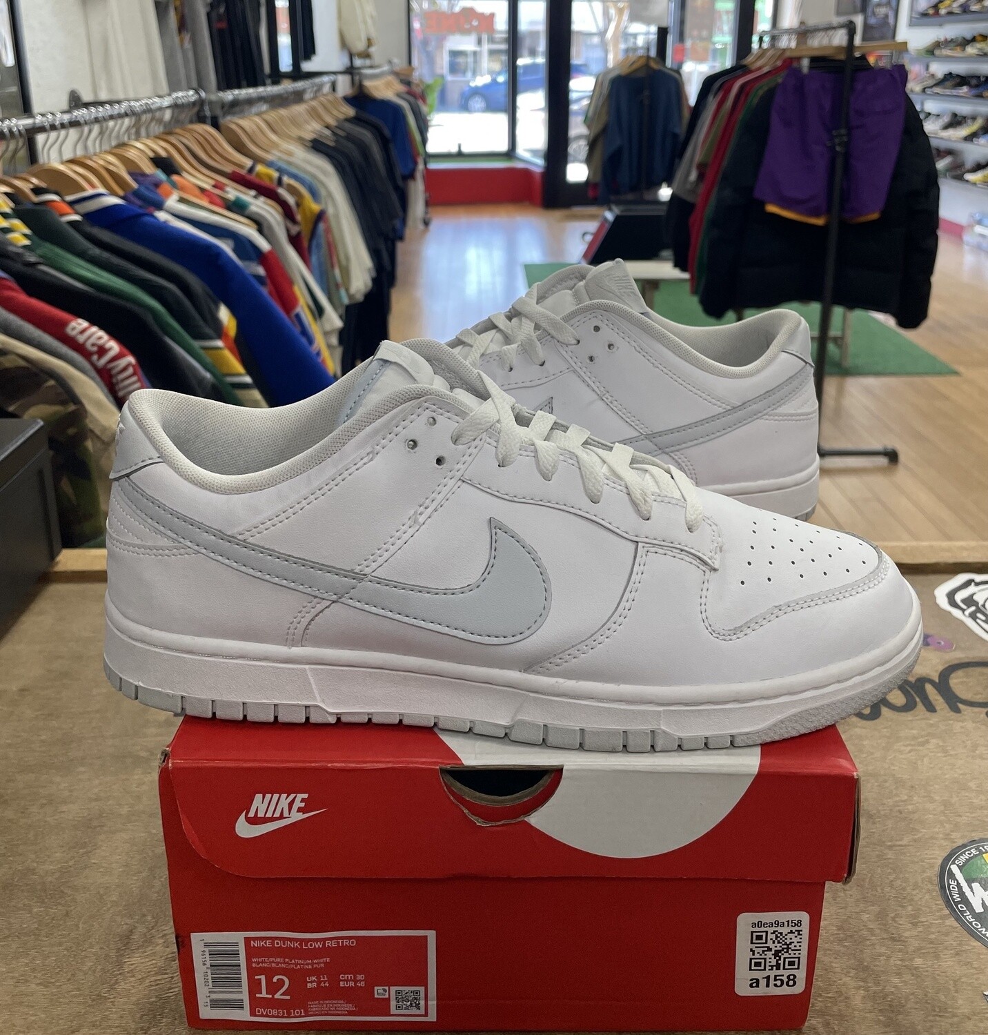Pre Owned Nike Dunk Low White Pure Platinum Size 12