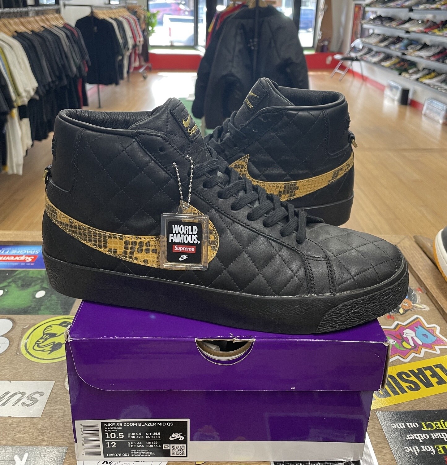 Pre Owned Nike SB Blazer Mid QS Supreme Black Size 10.5