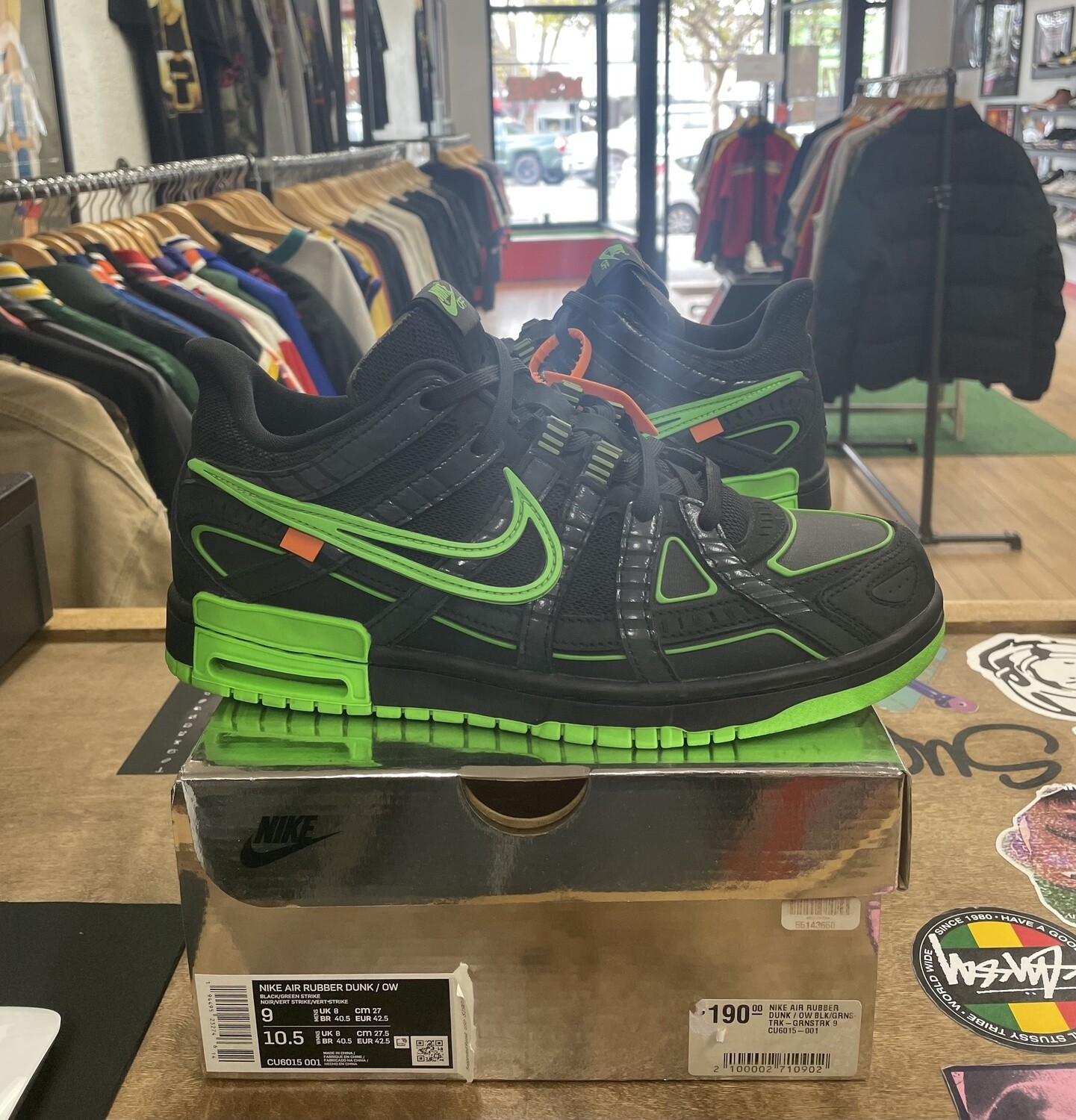 Pre Owned Nike Air Rubber Dunk Off White Green Stike Size 9
