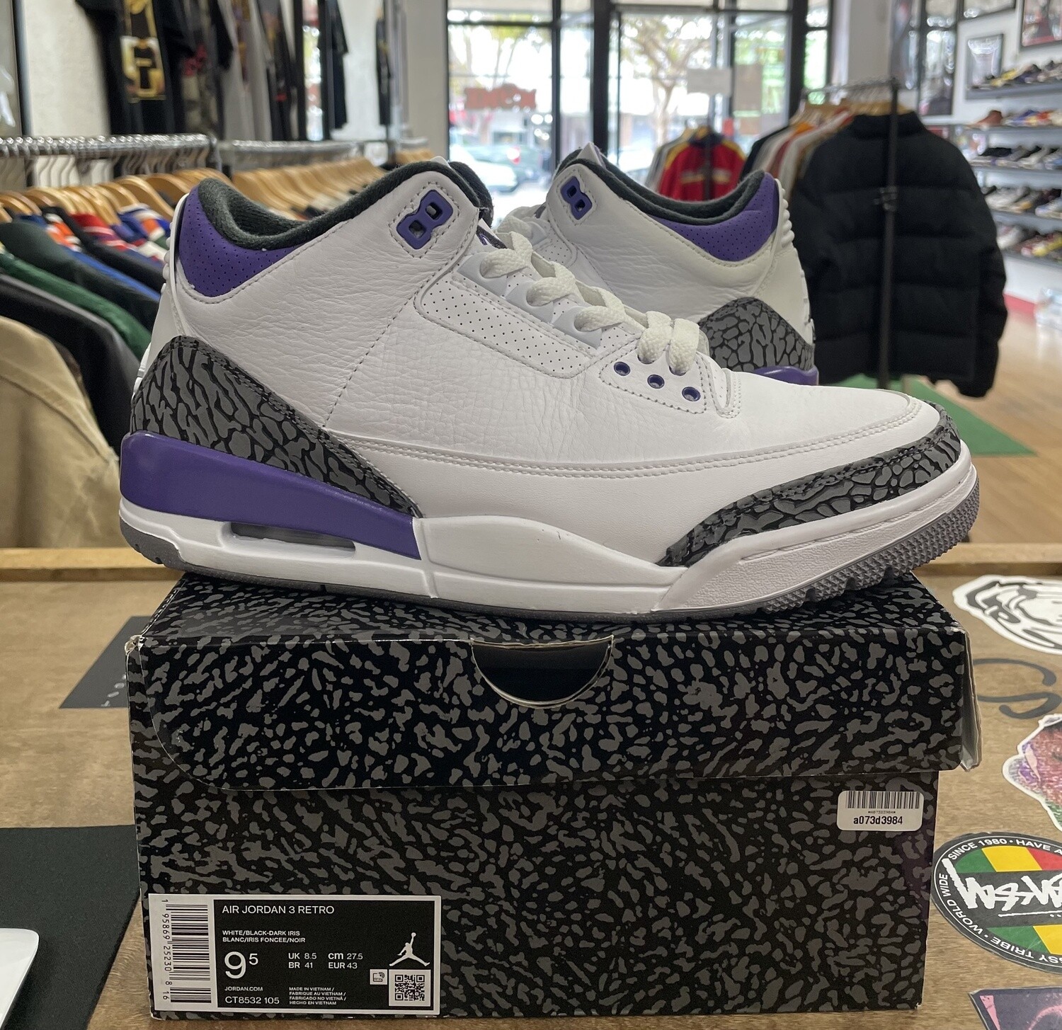 Pre Owned Jordan 3 Retro Dark Iris Size 9.5