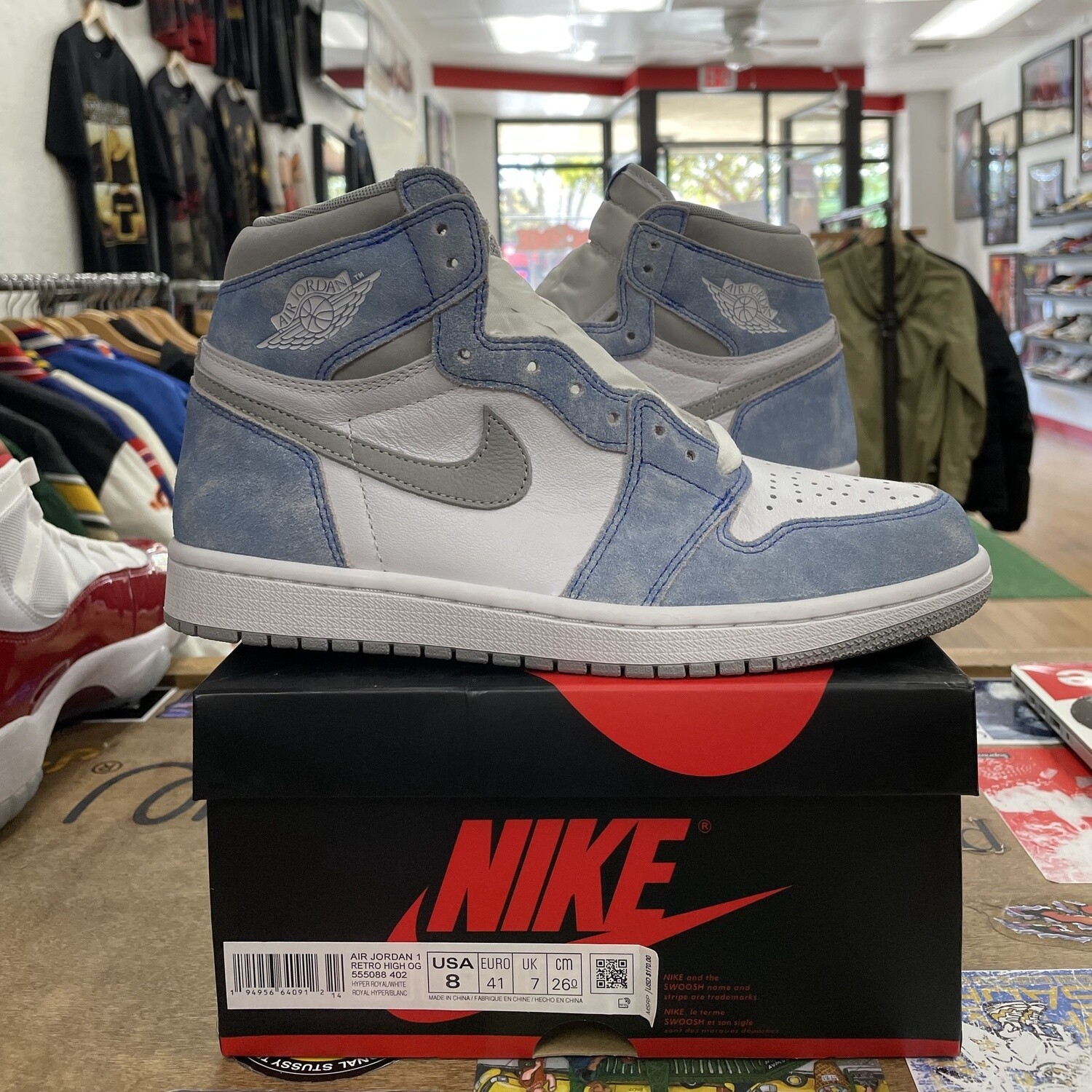 DS Jordan 1 Retro High Hyper Royal Smoke Grey Size 8