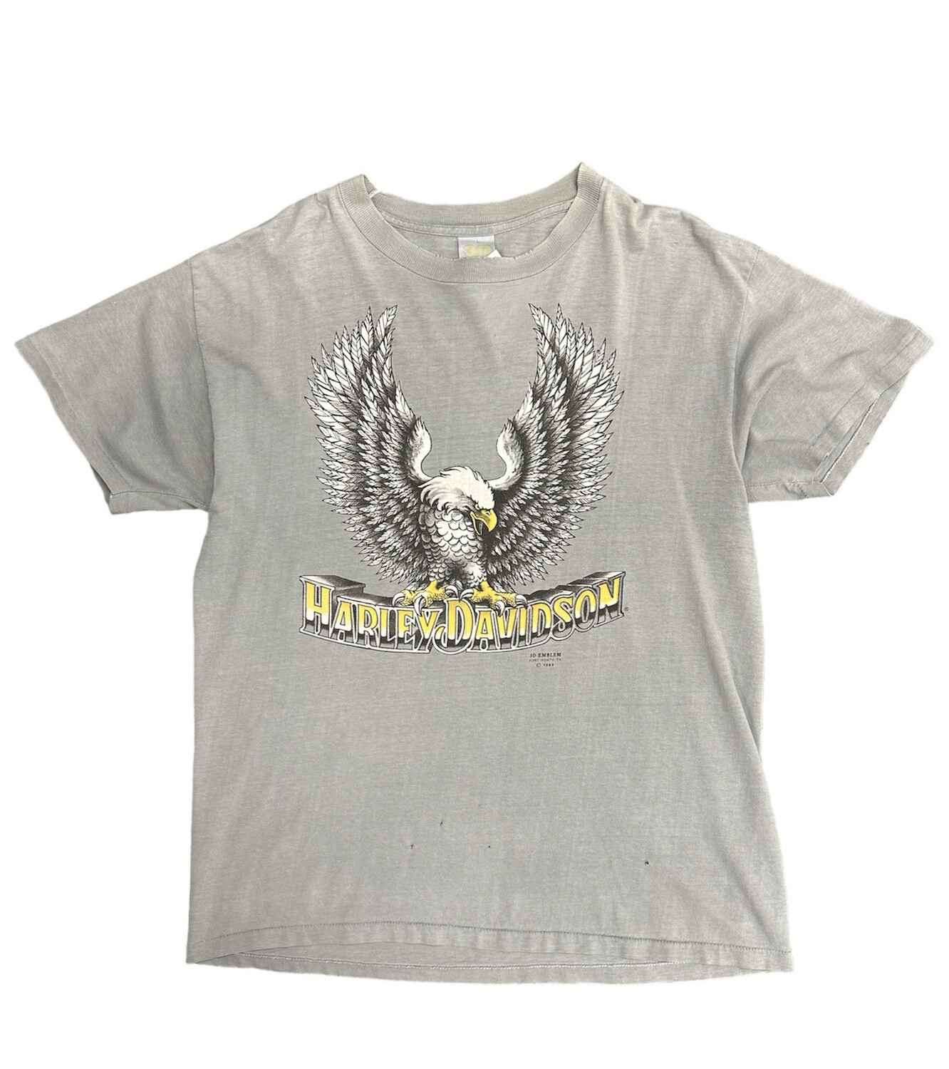 Vtg 1989 Harley Davidson 3D Emblem T Shirt Size L