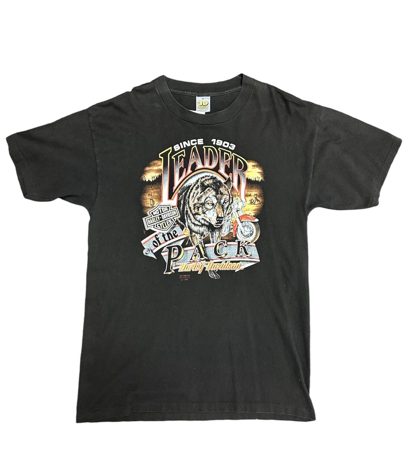 Vtg 1990 Harley Davidson 3D Emblem T Shirt Size XL