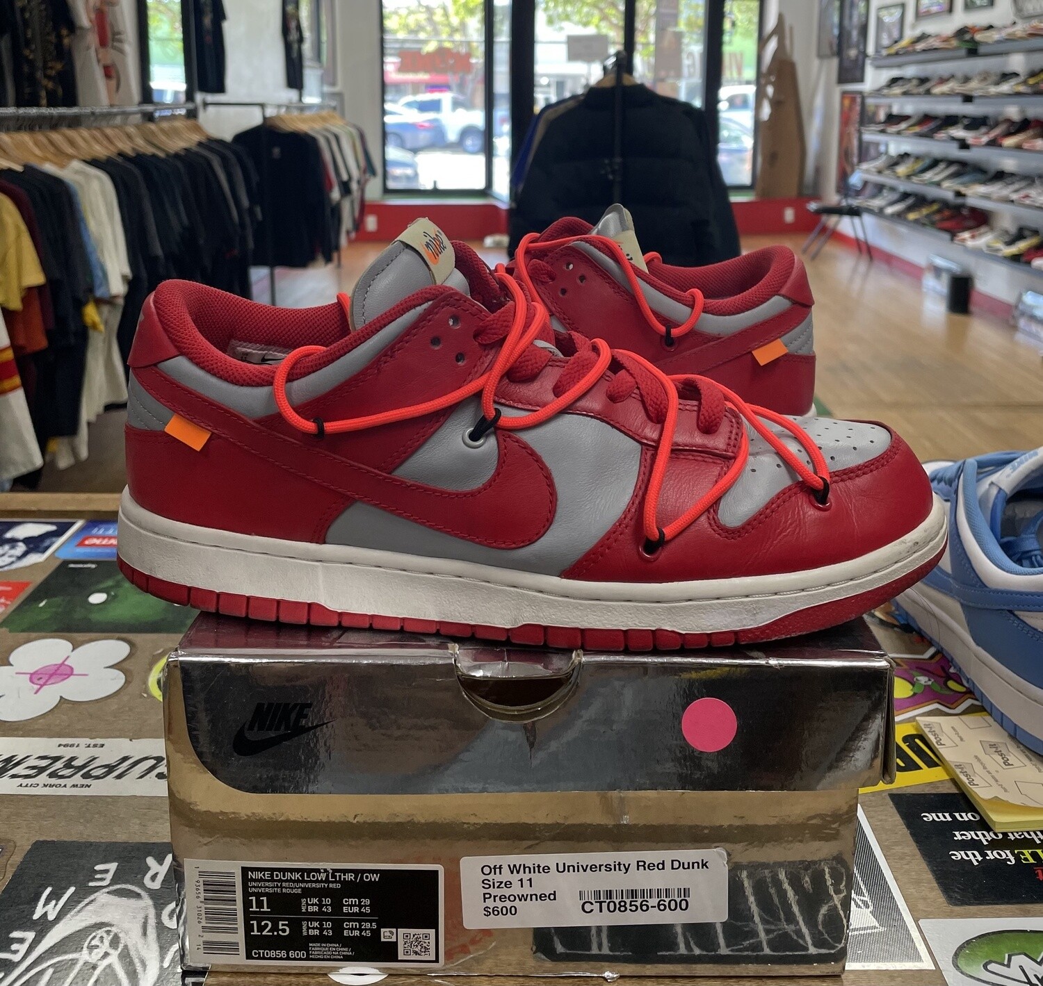 Pre-Owned Off White Nike Dunk Low University Red Size 11