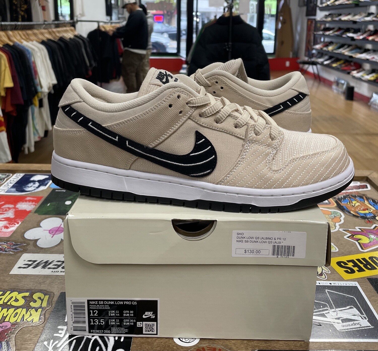 DS Nike SB Dunk Low Albino &amp; Preto Size 12