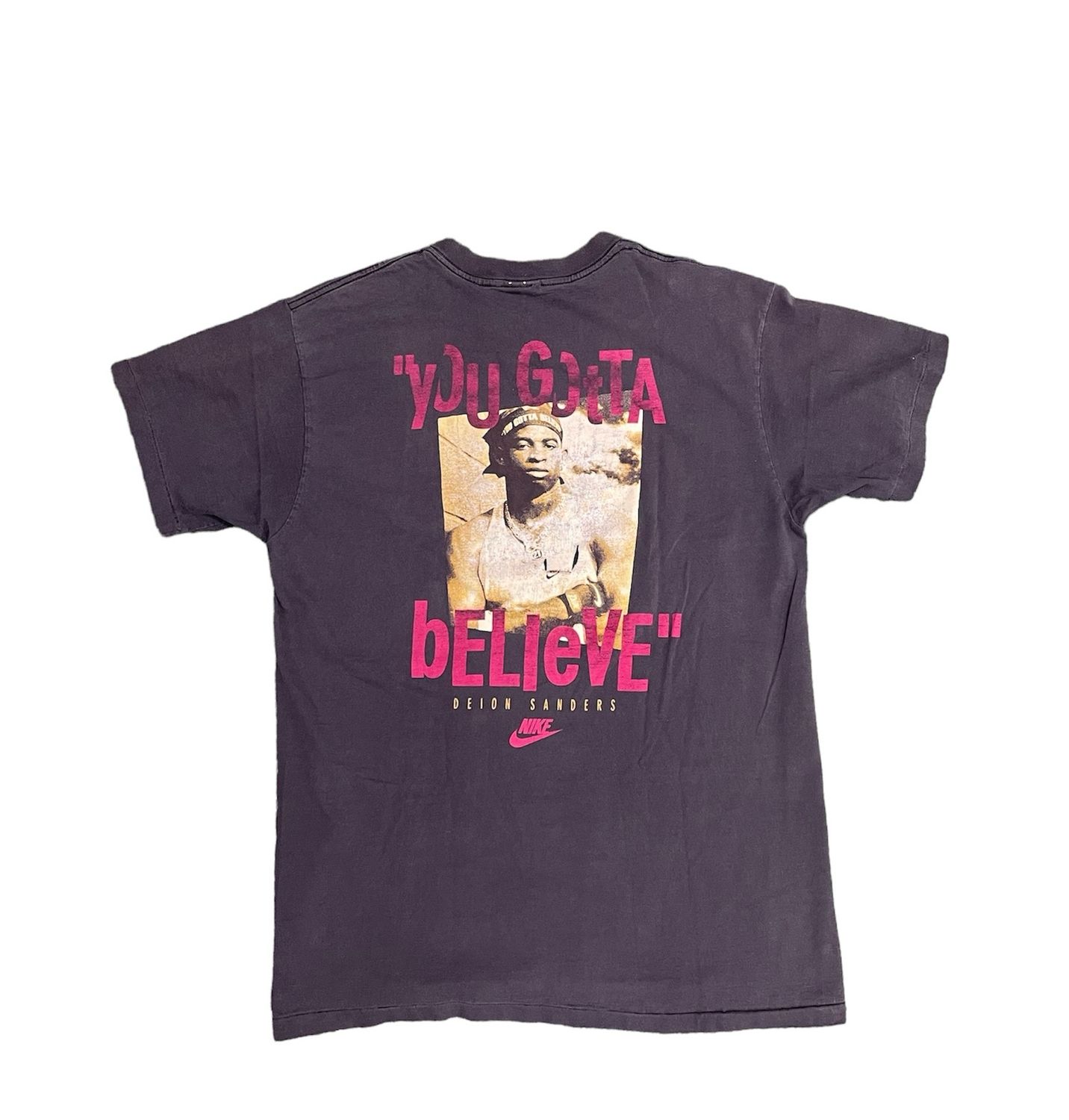 Vtg 90&#39;s Nike Deion Sanders You Gotta Believe Tee Size L