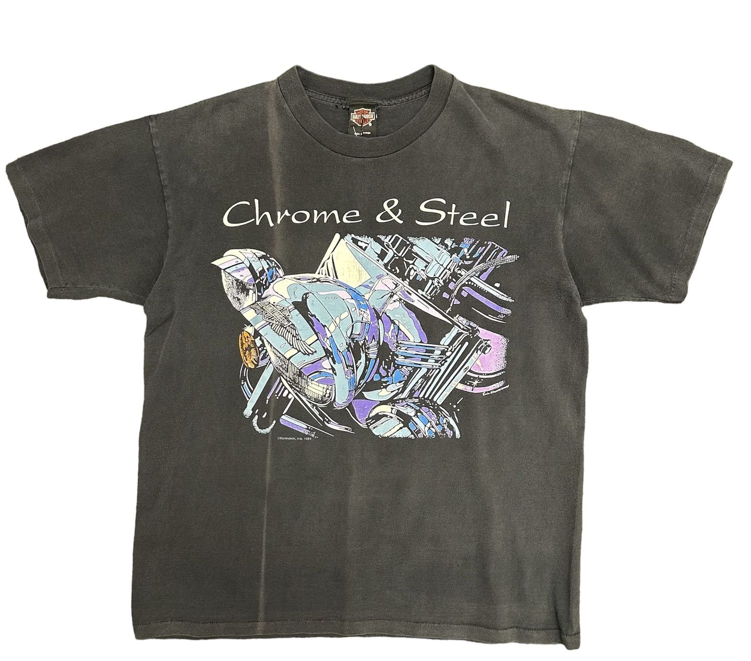 Vtg 90&#39;s harley Davidson Chrome &amp; Steel T Shirt Size XL