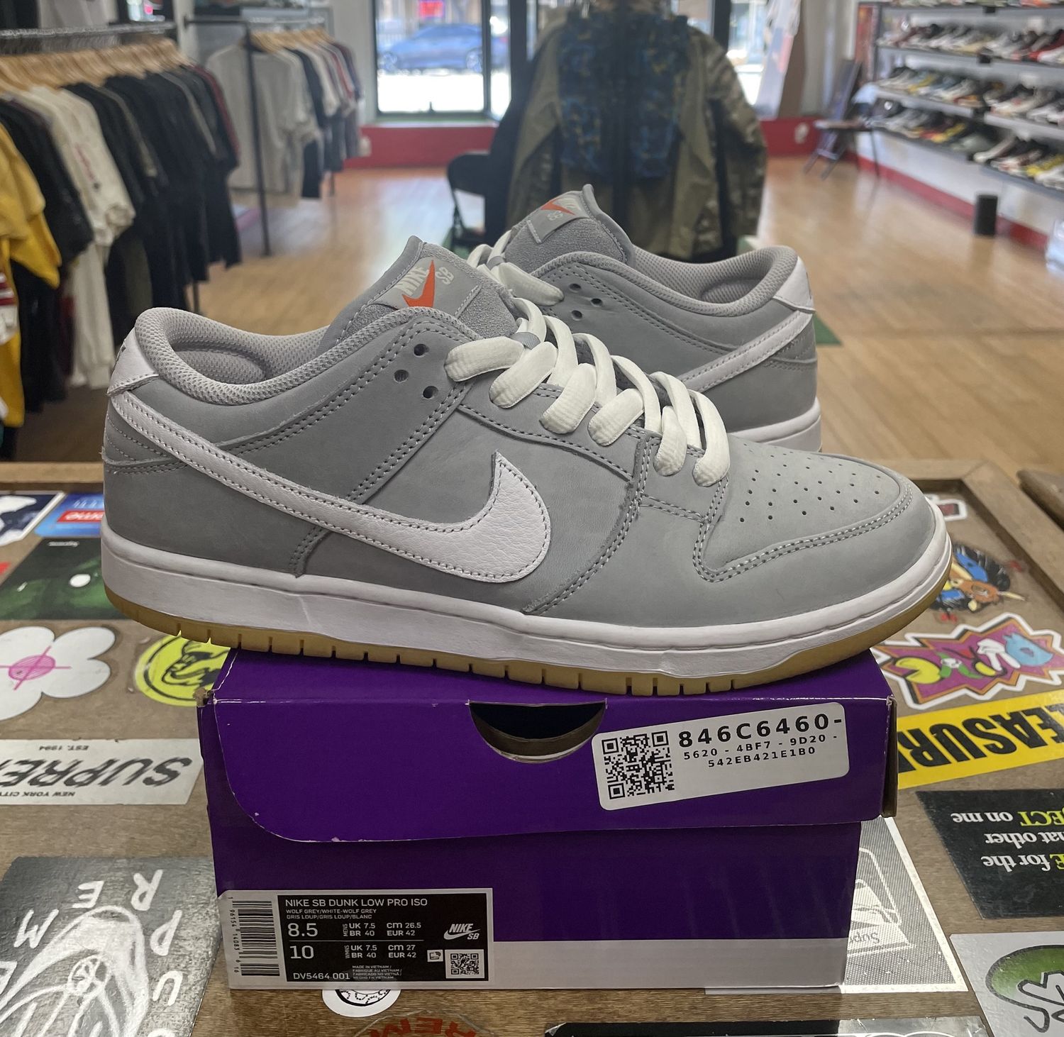 Nike SB Dunk Pro ISO Orange Label Wolf Grey Gum Size 8.5 Used