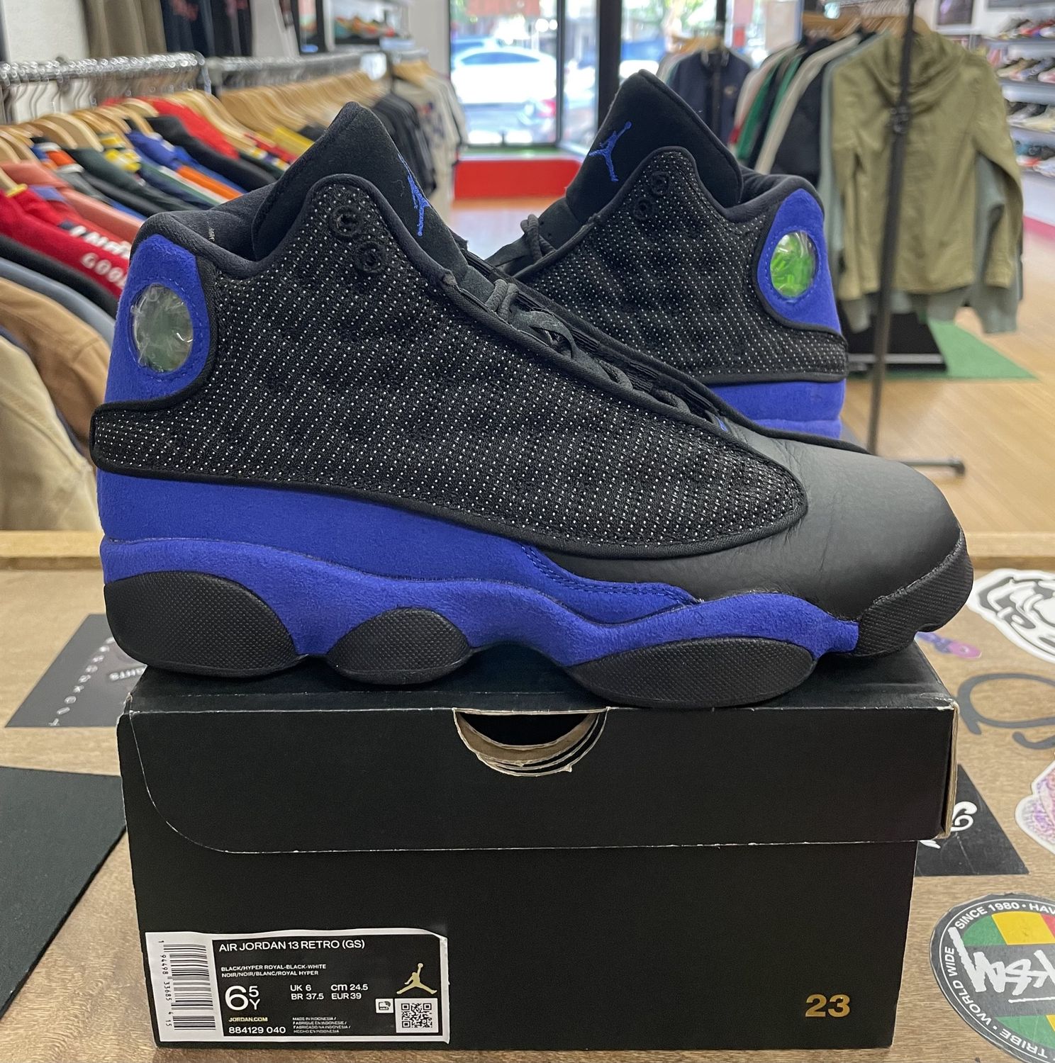Pre Owned Jordan 13 Retro Black Hyper Royal Size 6.5Y