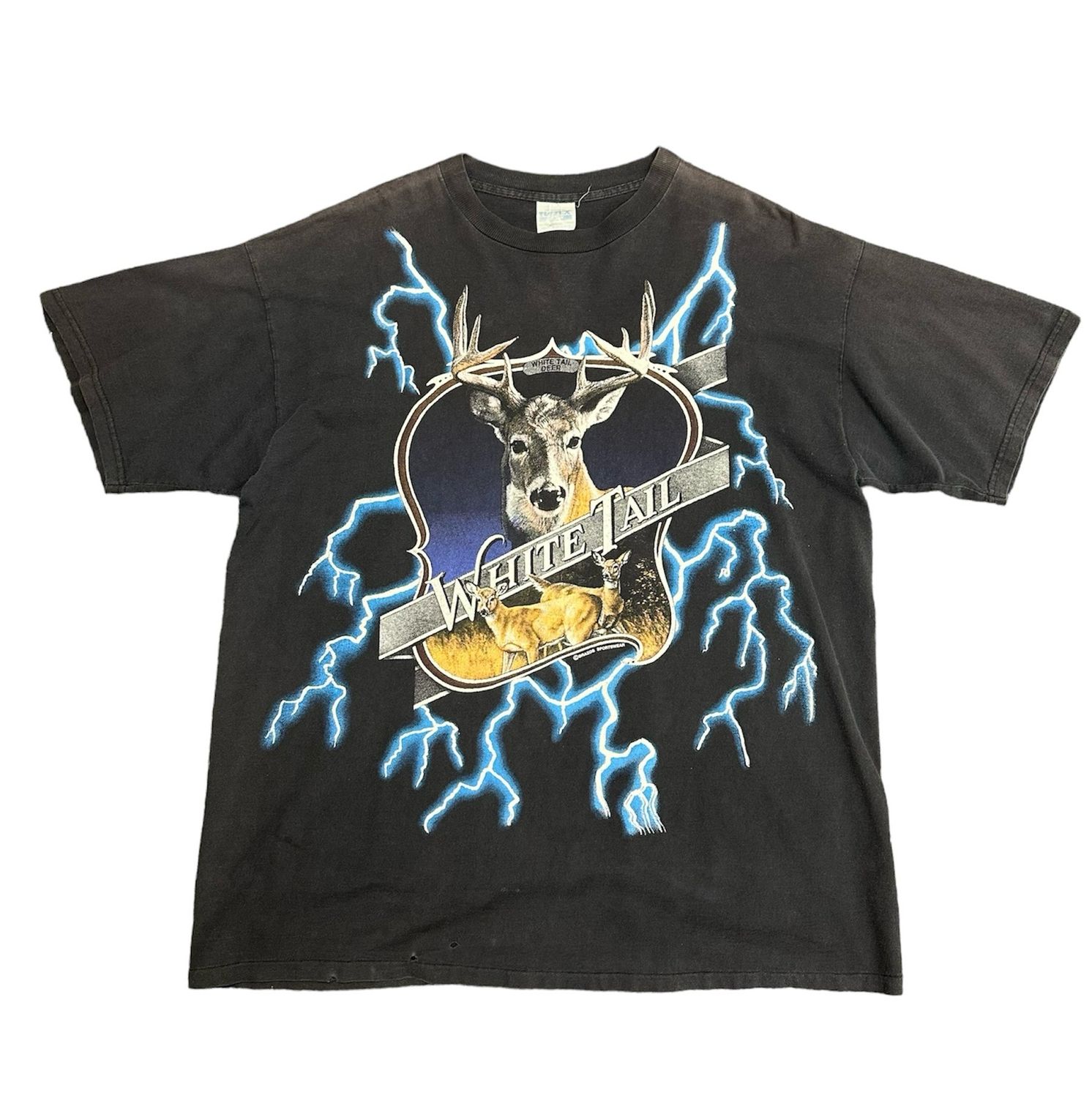 Vtg White Tail Deer Usa Thunder T Shirt Size XXL