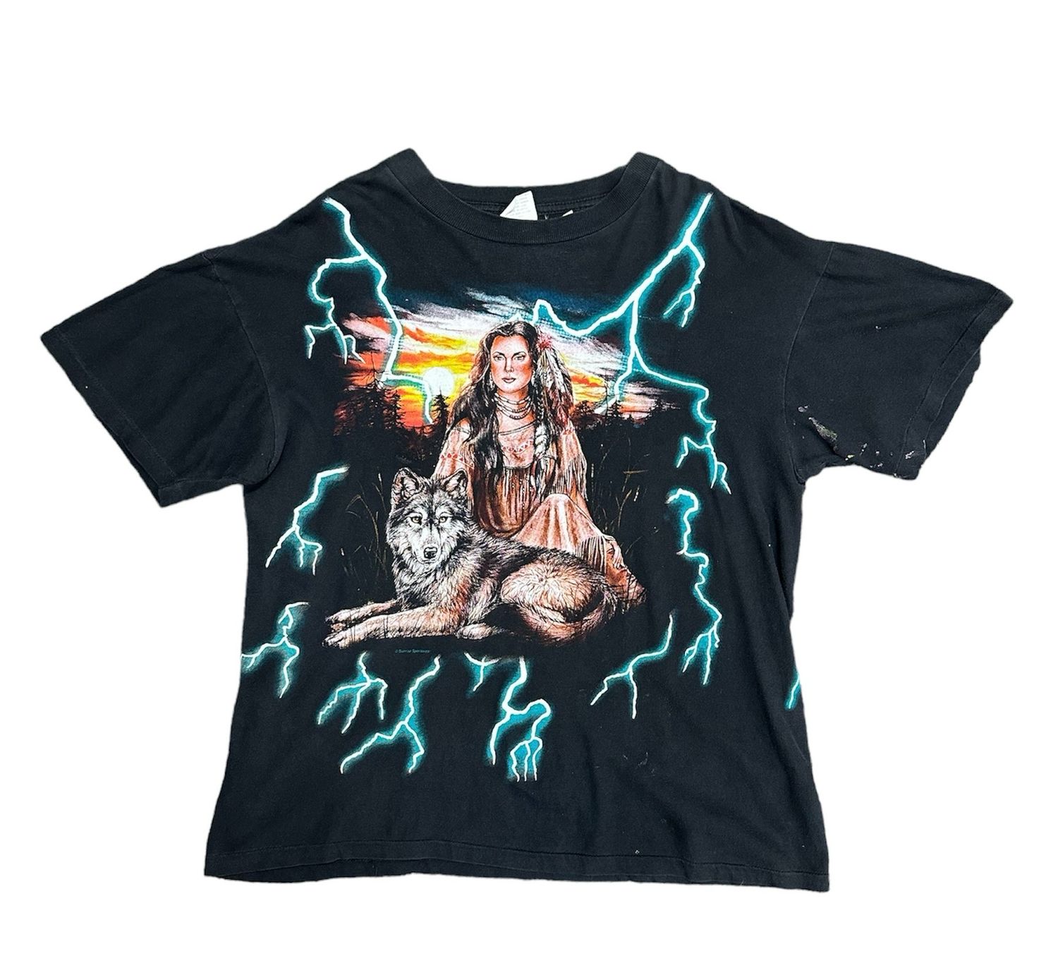 Vintage 90&#39;s Usa Thunder Native T Shirt Size L