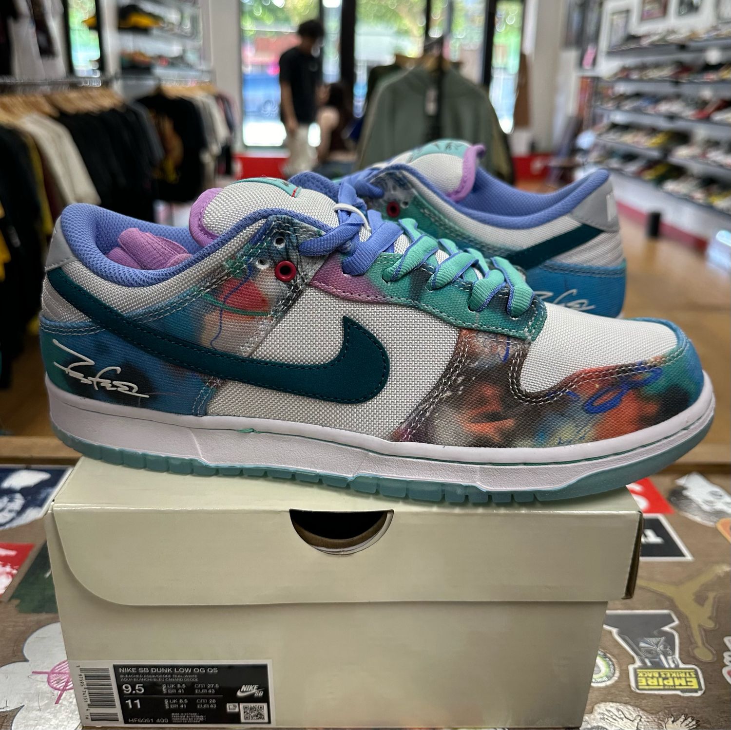 DS Nike Dunk Low Futura Laboratories Bleached Aqua Size 9.5