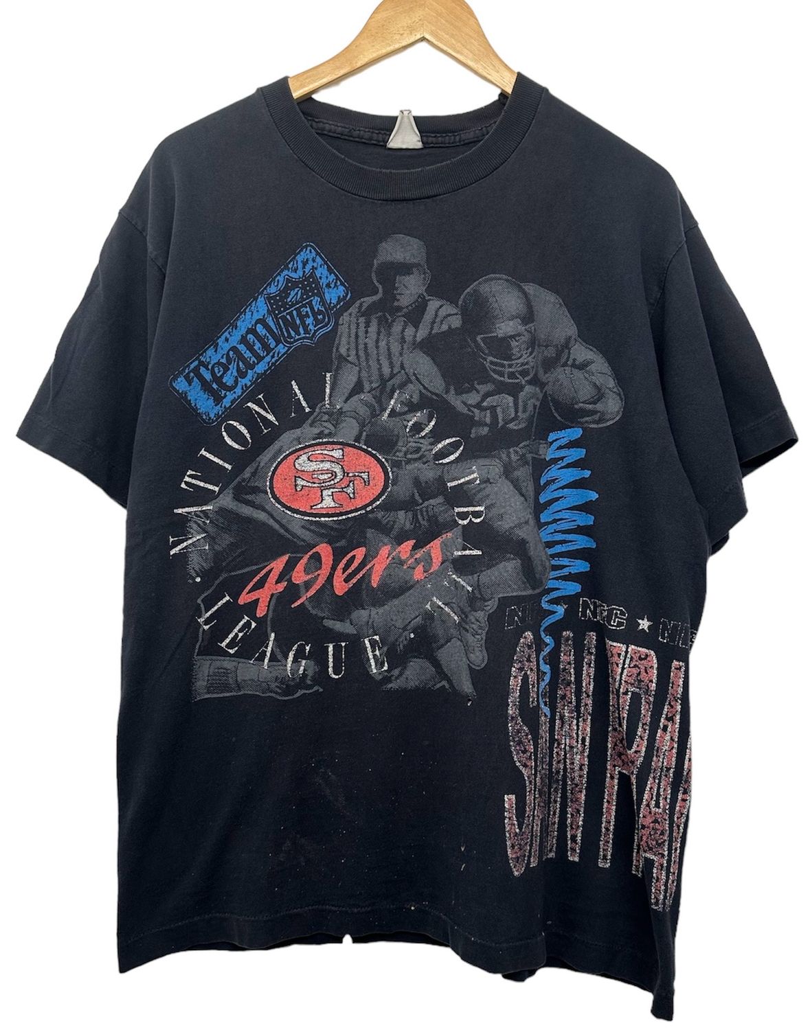 Vtg 49ers Wrap Around Graphic Tee Size L 21x28