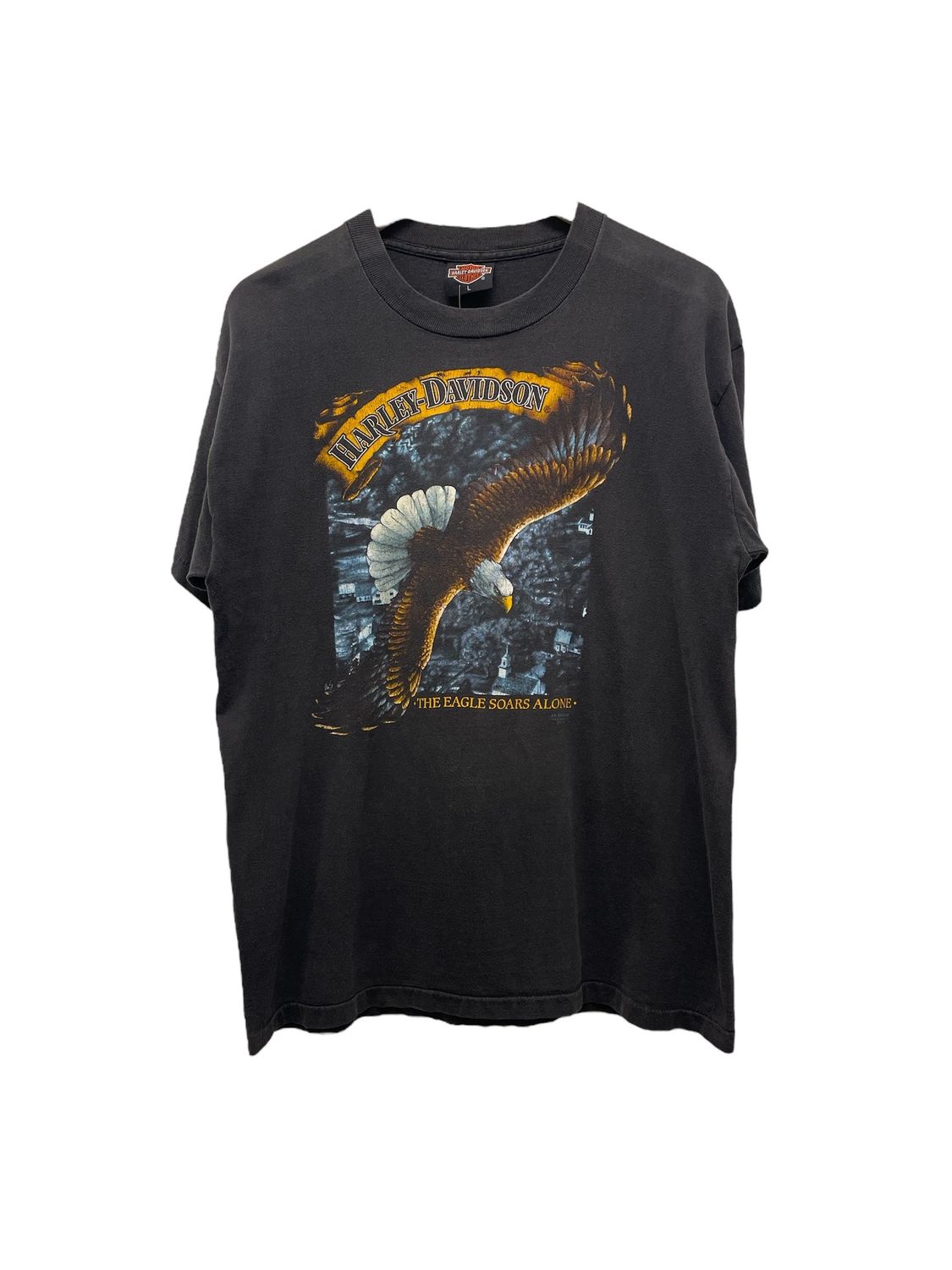 Vtg 80&#39;s 3D Emblem Harley Davidson Eagle Soarin T Shirt Size L