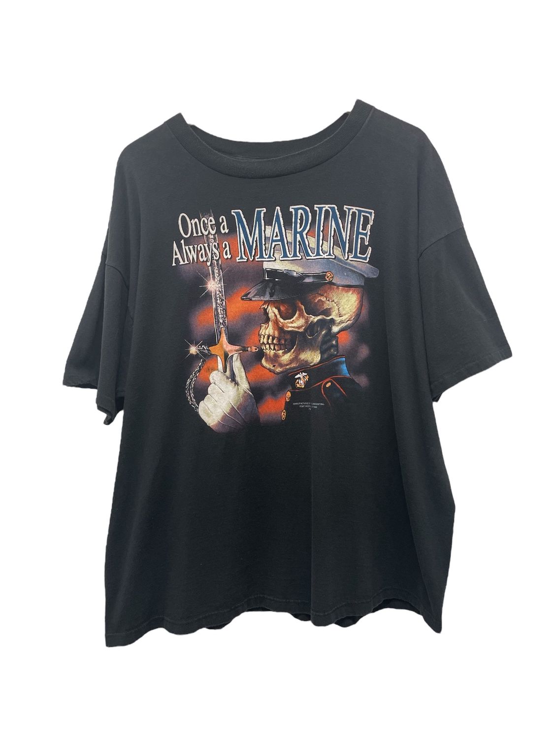 Vintage Once A Marine Always A Marine 3D Emblem Tee Size XXL