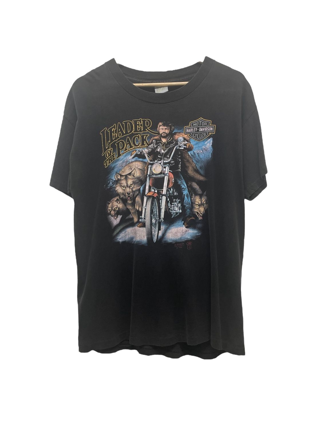 Vtg 1988 Harley Davidson  3D Emblem Fullerton T Shirt Size L