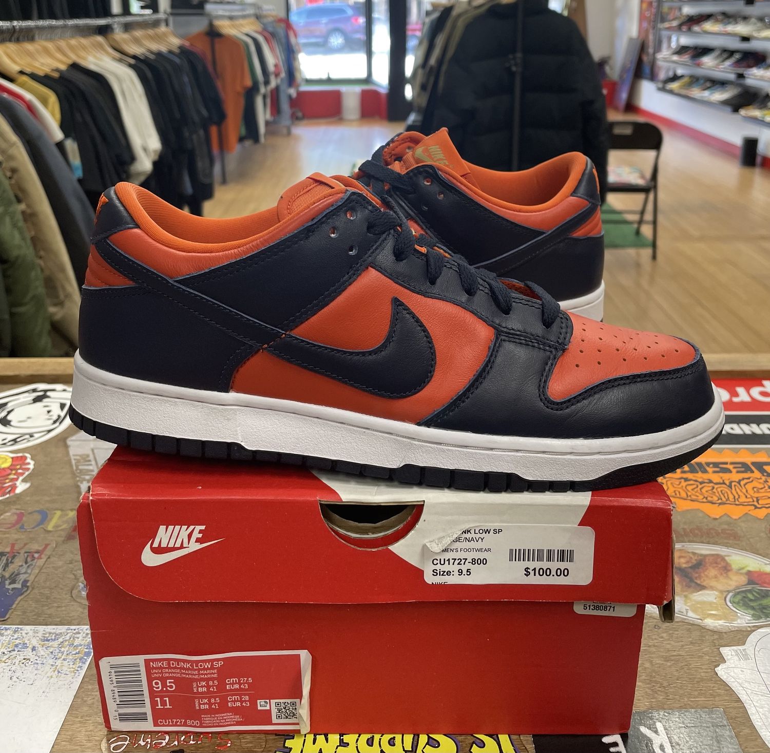 Pre Owned Nike Dunk Low University Orange Marine Size 9.5
