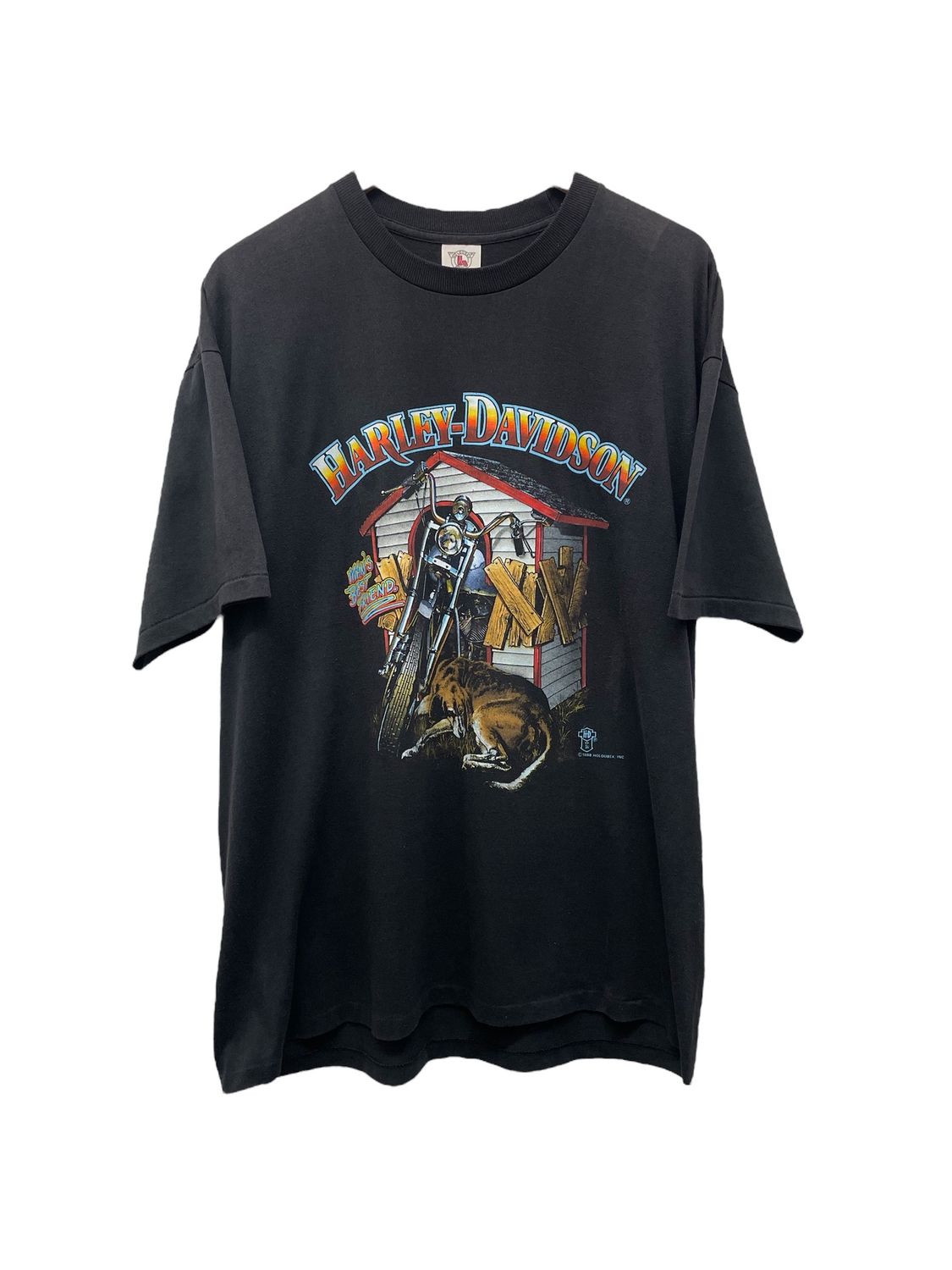 Vtg 90s Harley Davidson Man&#39;s Best Friend Tee XXL 23.5x30