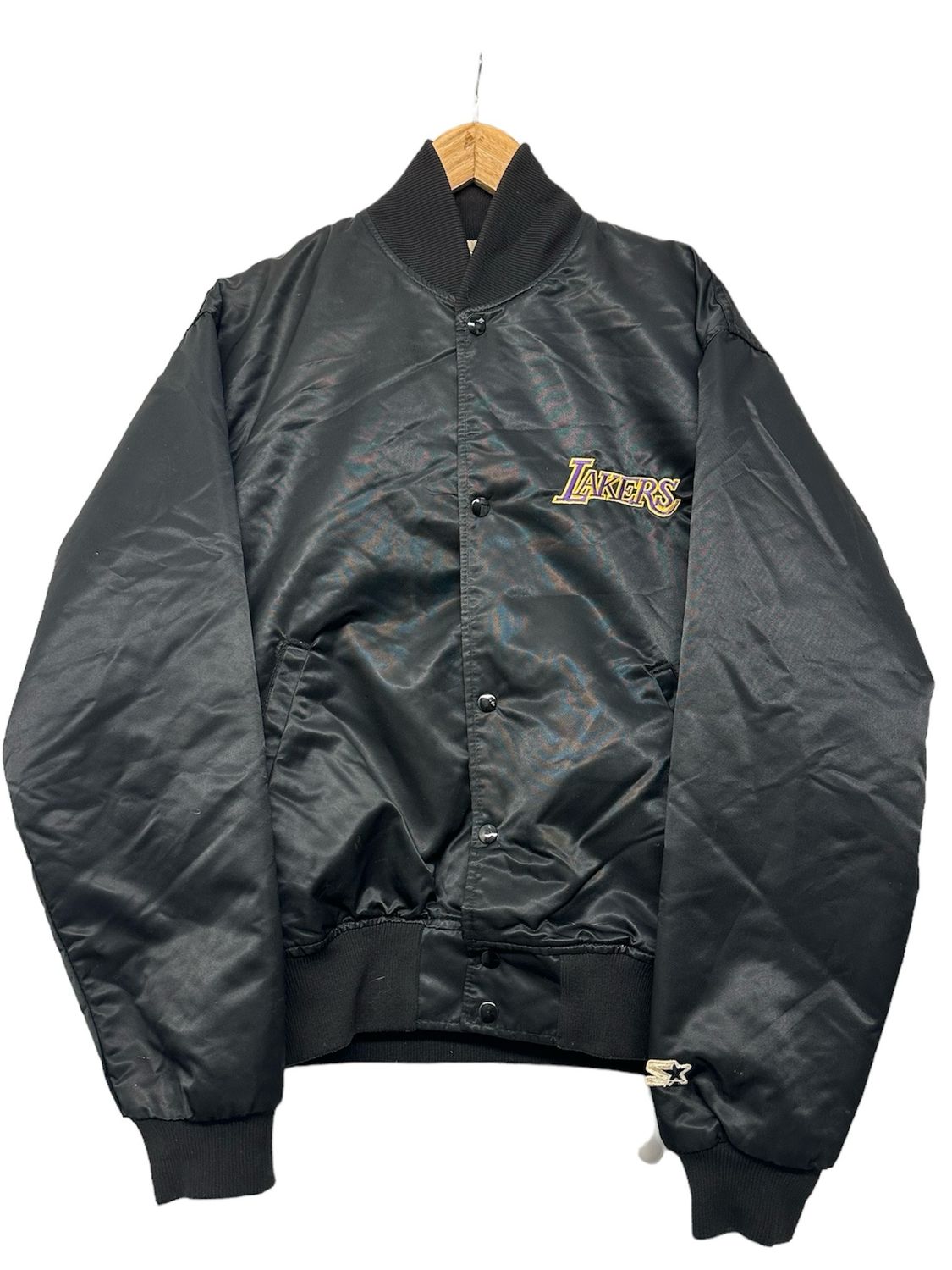 Vtg 80&#39;s Lakers Satin Jacket Size L 26x28