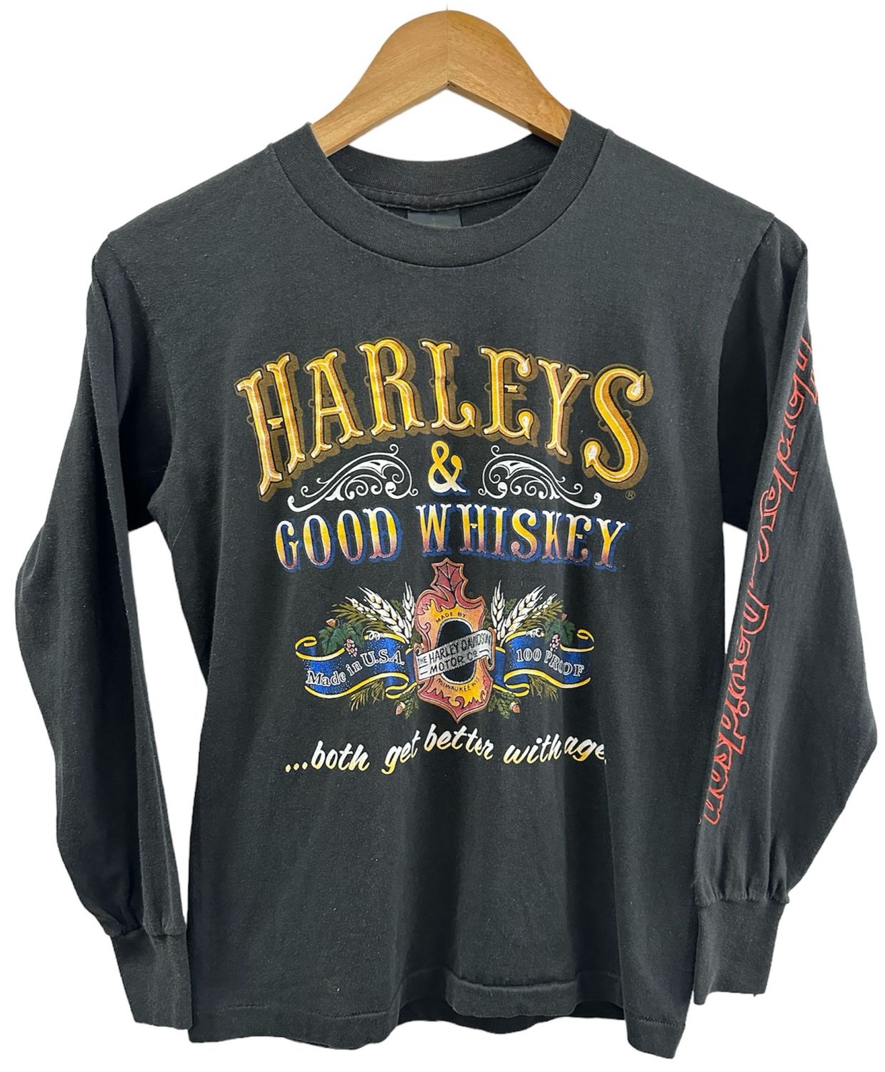 Vtg Harley Davidson 3D Emblem L/S Tee Size Small