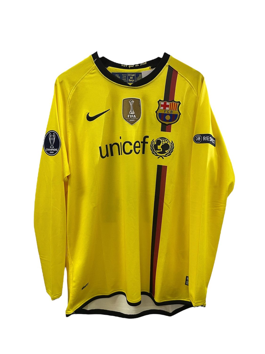 2008/2009  Barcelona FC Away Long Sleeve Henry Jersey Size XXL